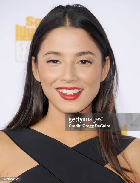 Model Jessica Gomes arrives at the 50th Anniversary Celebration Of Sports Illustrated Swimsuit Issue at Dolby Theatre on January 14, 2014 in...