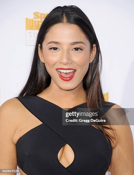 Model Jessica Gomes arrives at the 50th Anniversary Celebration Of Sports Illustrated Swimsuit Issue at Dolby Theatre on January 14, 2014 in...