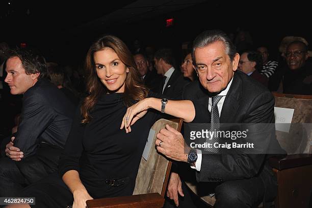 Model, OMEGA Brand Ambassador Cindy Crawford and President of OMEGA Stephen Urquhart attend the screening of "The Hospital In The Sky" presented by...