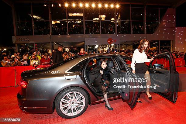 Rinko Kikuchi and Hannah Beth King attend the 'Nobody Wants the Night' premiere during the 65th Berlinale International Film Festival on February 05,...