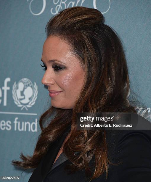 Actress Leah Remini arrives to the 2014 UNICEF Ball Presented by Baccarat at the Regent Beverly Wilshire Hotel on January 14, 2014 in Beverly Hills,...