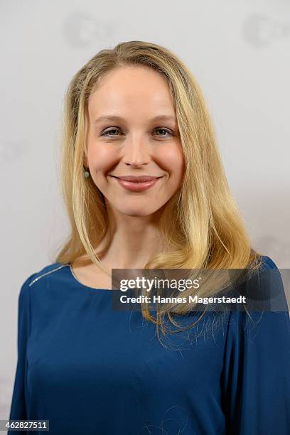 Actress Petra Schmidt-Schaller attends the premiere of the film 'Der Clan. Die Geschichte der Familie Wagner' at Gloria Palast on January 15, 2014 in...