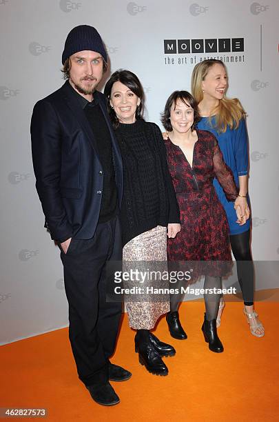 Actor Lars Eidinger, Iris Berben, Eva Loebau and Petra Schmidt-Schaller attend the premiere of the film 'Der Clan. Die Geschichte der Familie Wagner'...