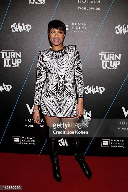 Jennifer Hudson attends Turn It Up For Change ball to benefit HRC at W Hollywood on February 5, 2015 in Hollywood, California.