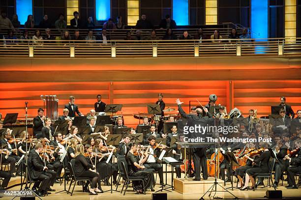 February 4, 2015 - Jan Wagner conducts the Shenandoah Conservatory Symphony Orchestra during their world premiere performance of Blues Symphony,...