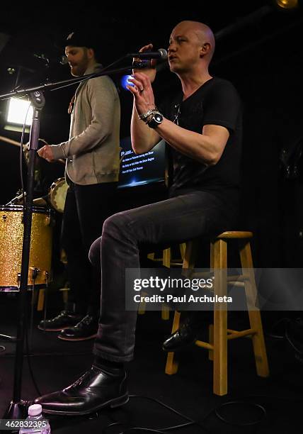 Ben Wysocki and Isaac Slade of the Rock Band The Fray perform at the 104.3 MY FM Soul By Ludacris Headphones Studio on January 15, 2014 in Burbank,...