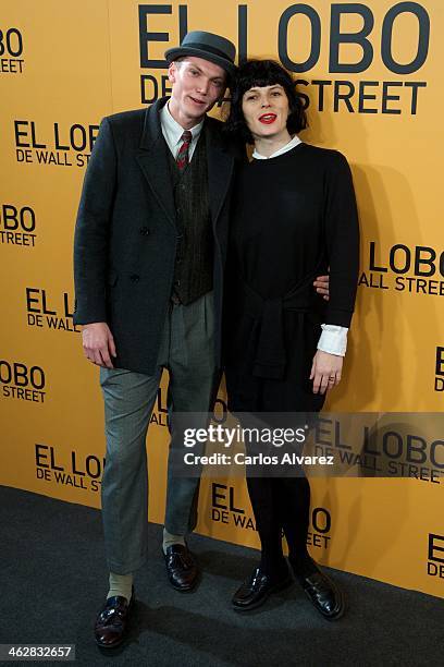 Spanish model Bimba Bose and model Charlie Centa attend the "The Wolf of Wall Street" premiere at the Palafox cinema on January 15, 2014 in Madrid,...