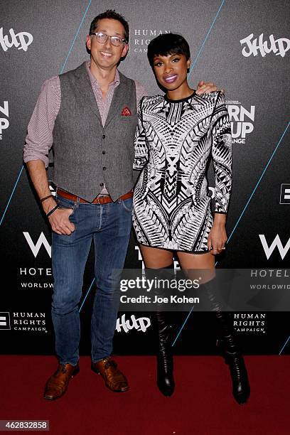 Anthony Ingham and Jennifer Hudson attends Turn It Up For Change ball to benefit HRC at W Hollywood on February 5, 2015 in Hollywood, California.