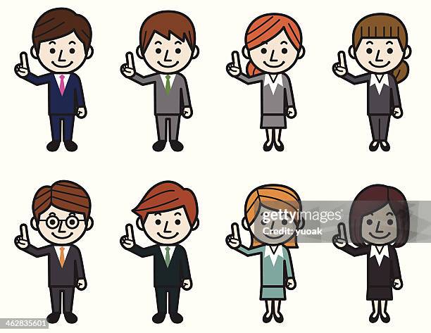 business people pointing - railway junction stock illustrations