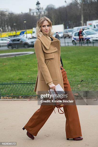 Model Elena Perminova wears all Chloe on day 3 of Paris Haute Couture Fashion Week Spring/Summer 2015, on January 27, 2015 in Paris, France.