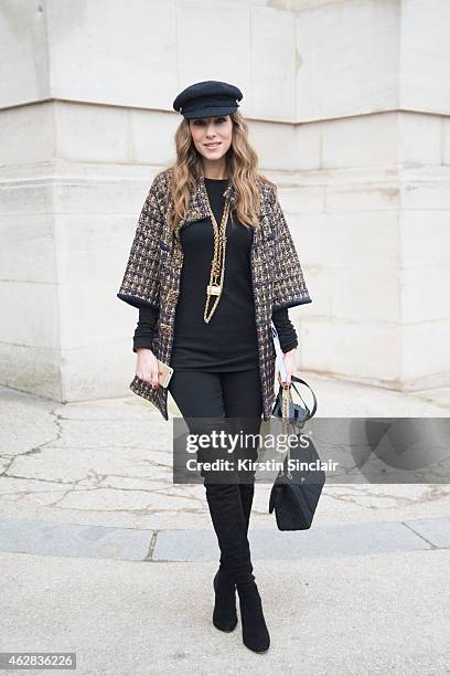 Actress Alexandra Knapp wears all Chanel on day 3 of Paris Haute Couture Fashion Week Spring/Summer 2015, on January 27, 2015 in Paris, France.