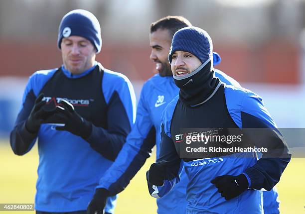 Adel Taarabt in action during a Queens Park Rangers training session at the Harlington Sports Ground on February 6, 2015 in Harlington, England.