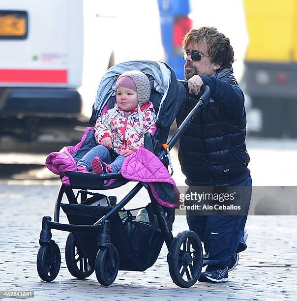 Peter Dinklage and Zelig Dinklage are seen in the Meat Packing District on January 15, 2014 in New York City.