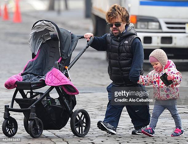 Peter Dinklage and Zelig Dinklage are seen in the Meat Packing District on January 15, 2014 in New York City.