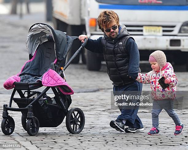 Peter Dinklage and Zelig Dinklage are seen in the Meat Packing District on January 15, 2014 in New York City.