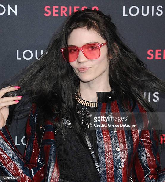 Artist/musician Grimes arrives at Louis Vuitton "Series 2" The Exhibition on February 5, 2015 in Hollywood, California.