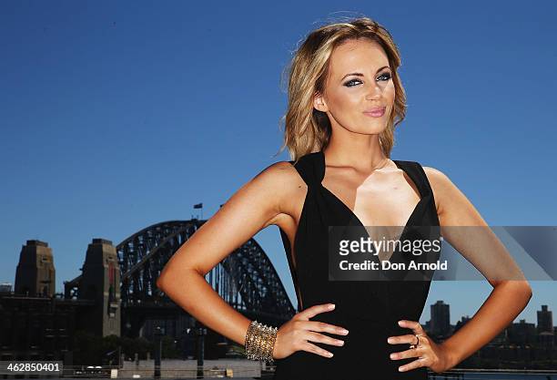 Australia Day Harbour Concert Series performer Samantha Jade poses at the launch of the 2014 Australia Day Program on January 16, 2014 in Sydney,...