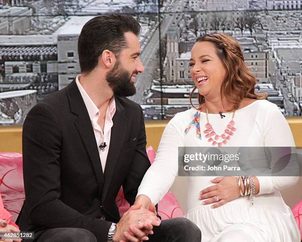 Toni Costa and Adamari Lopez during their baby shower at Telemundo Studio on February 6, 2015 in Miami, Florida.