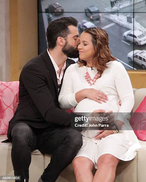 Toni Costa and Adamari Lopez during their baby shower at Telemundo Studio on February 6, 2015 in Miami, Florida.