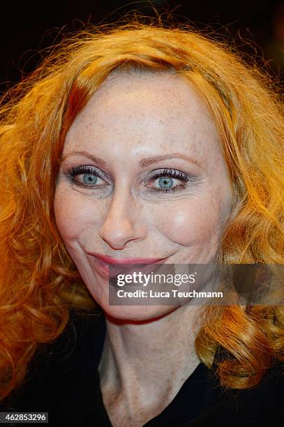 Actress Andrea Sawatzki attends the 'Queen of the Desert' premiere during the 65th Berlinale International Film Festival at Berlinale Palace on...