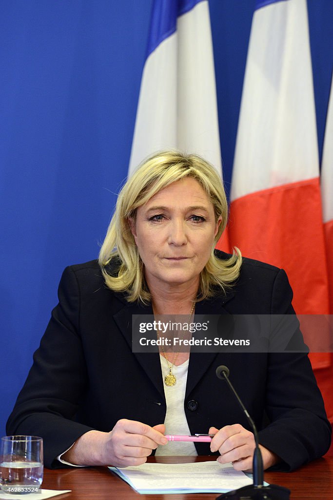 Marine Le Pen Gives A Press Conference