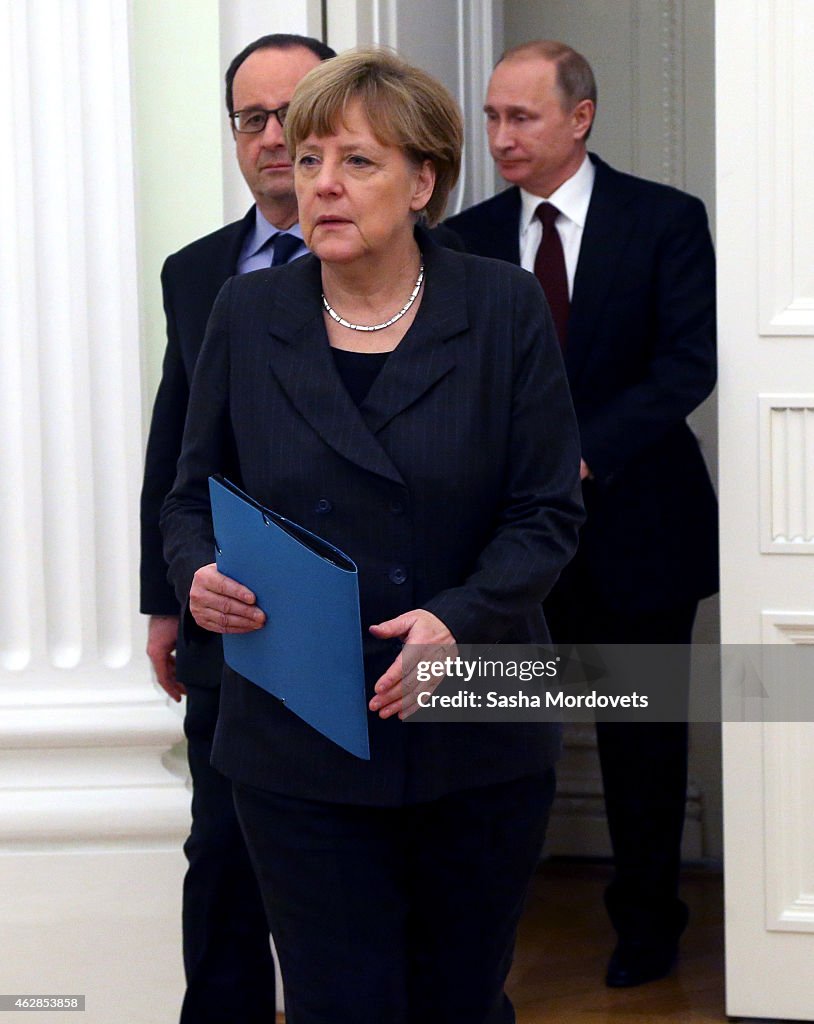 Angela Merkel And Francois Hollande Hold Ukraine Crisis Talks With Vladimir Putin