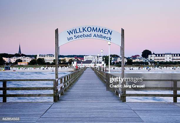 pier of ahlbeck at dawn - ahlbeck stock pictures, royalty-free photos & images