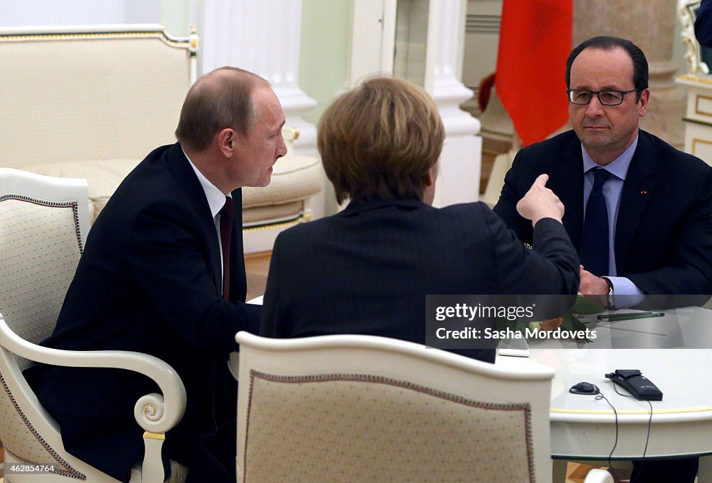 Angela Merkel And Francois Hollande Hold Ukraine Crisis Talks With Vladimir Putin