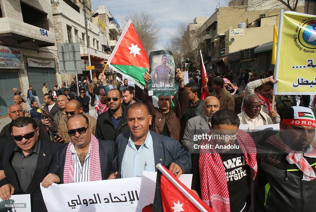 Protest against killing of Jordanian pilot Moaz al-Kasasba in Amman
