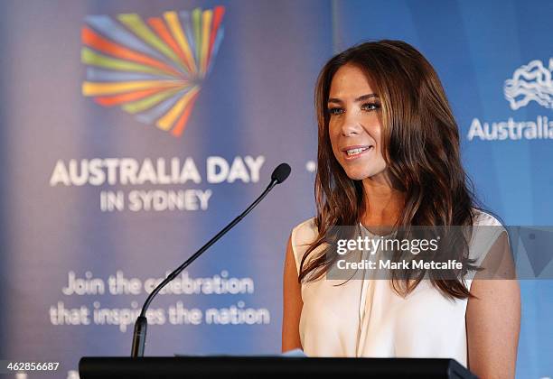 Kate Ritchie addresses media at the launch of the 2014 Australia Day program on January 16, 2014 in Sydney, Australia.