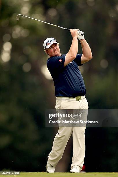 Brad Fritsch of Canada hits off the 14th tee during the second round of the Colombia Championship presented by Claro at the Country Club de Bogoto on...