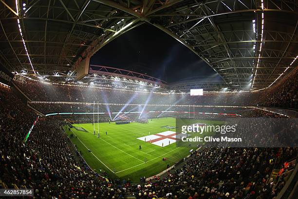 General view prior to the RBS Six Nations match between Wales and England at the Millennium Stadium on February 6, 2015 in Cardiff, Wales.