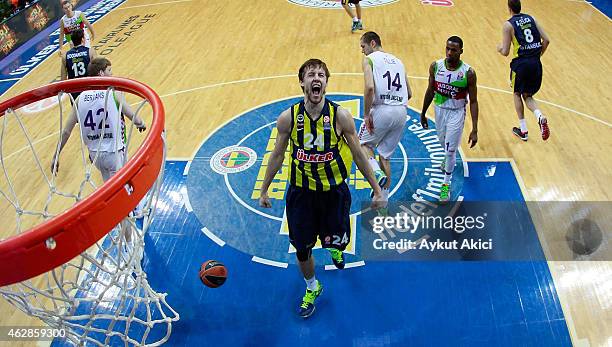 Jan Vesely, #24 of Fenerbahce Ulker Istanbul in action during the Euroleague Basketball Top 16 Date 6 game between Fenerbahce Ulker Istanbul v...