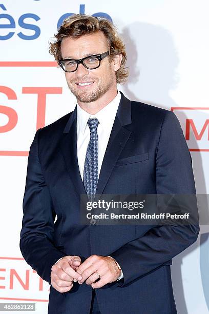 Actor Simon Baker attends the 'MENTALIST' photocall at TF1 TV studios on February 6, 2015 in Paris, France.