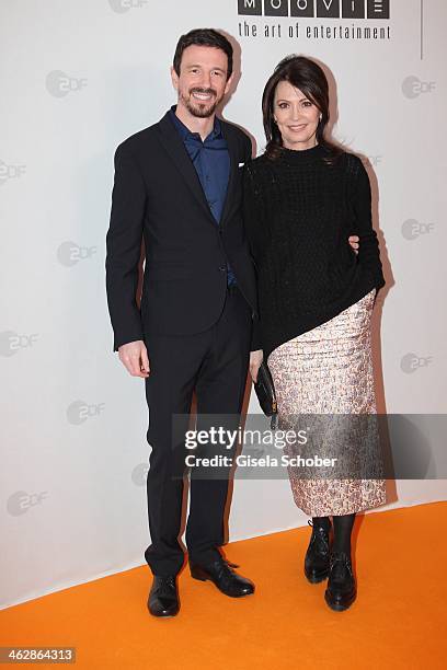 Oliver Berben, producer and mother Iris Berben attend the premiere of the film 'Der Clan. Die Geschichte der Familie Wagner' at Gloria Palast on...