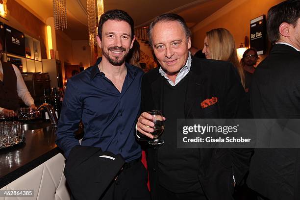 Oliver Berben, Gero von Boehm, producer attend the premiere of the film 'Der Clan. Die Geschichte der Familie Wagner' at Gloria Palast on January 15,...