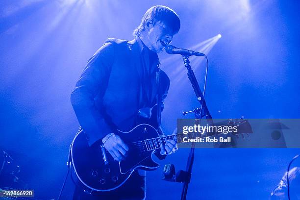 Paul Banks from Interpol performs on stage at The Roundhouse on February 6, 2015 in London, United Kingdom