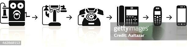 ilustraciones, imágenes clip art, dibujos animados e iconos de stock de negro teléfono evolución - evolution history