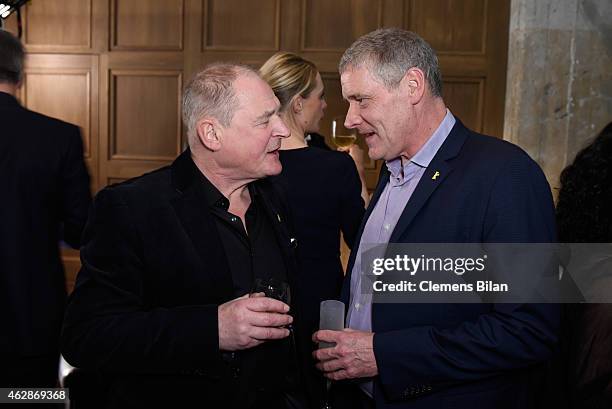 Actor Burghart Klaussner and COO Studio Babelsberg Christoph Fisser attends Studio Babelsberg & Soho House Berlinale Party with GREY GOOSE at the...