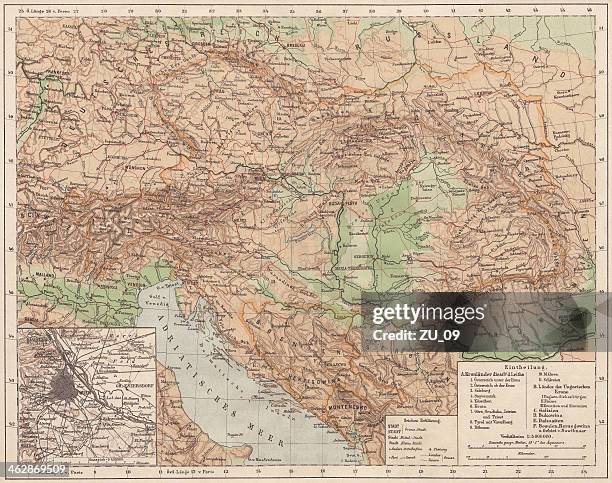 austro-hungarian monarchy, lithograph, published in 1881. - empire stock illustrations