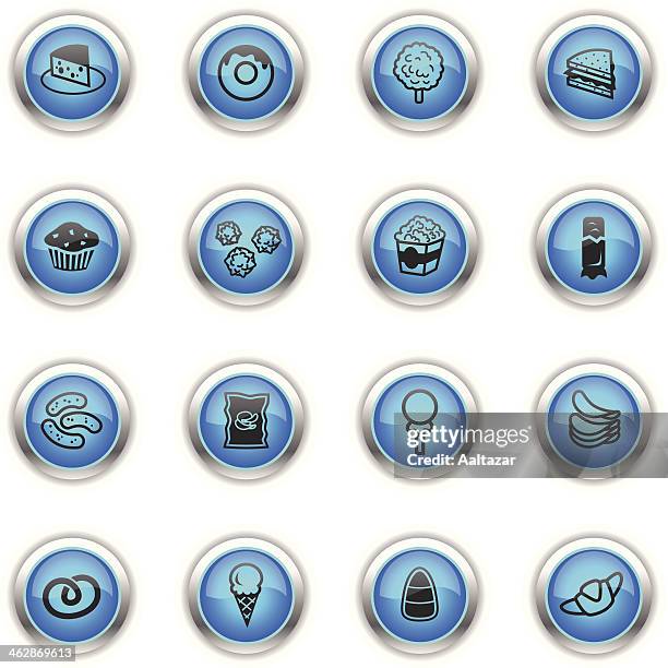 blaue icon-junk food - schokoladentrüffel stock-grafiken, -clipart, -cartoons und -symbole