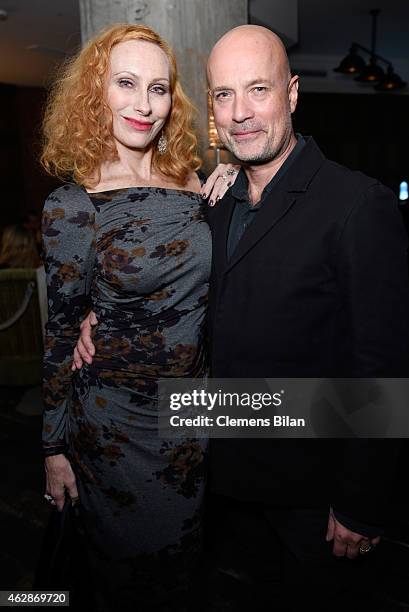 Andrea Sawatzki and Christian Berkel attend Studio Babelsberg & Soho House Berlinale Party with GREY GOOSE at the 'QUEEN OF THE DESERT' Studio...