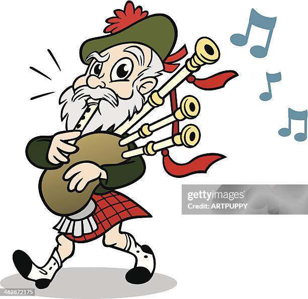 scotsman with bagpipes - scotland stock illustrations