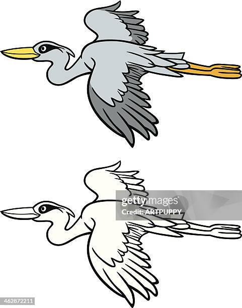 bird flying - heron flying stock illustrations