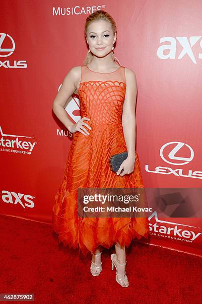 Actress Olivia Holt attends the 25th anniversary MusiCares 2015 Person Of The Year Gala honoring Bob Dylan at the Los Angeles Convention Center on...