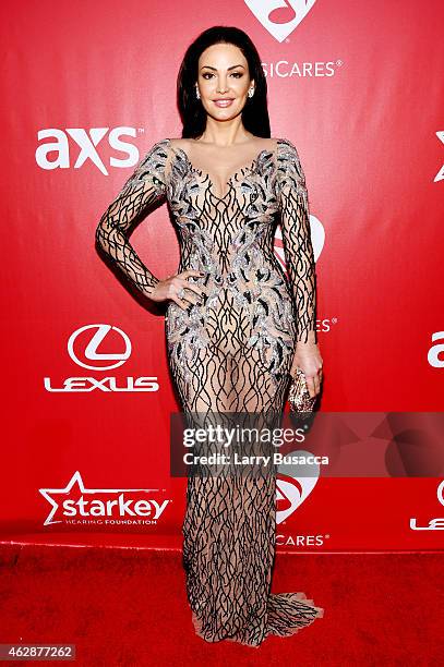 Actress Bleona Qereti attends the 25th anniversary MusiCares 2015 Person Of The Year Gala honoring Bob Dylan at the Los Angeles Convention Center on...