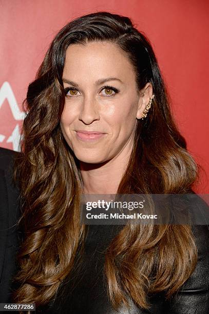 Musician Alanis Morissette attends the 25th anniversary MusiCares 2015 Person Of The Year Gala honoring Bob Dylan at the Los Angeles Convention...