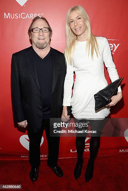 Musician Stephen Stills and Kristen Hathaway attend the 25th anniversary MusiCares 2015 Person Of The Year Gala honoring Bob Dylan at the Los Angeles...