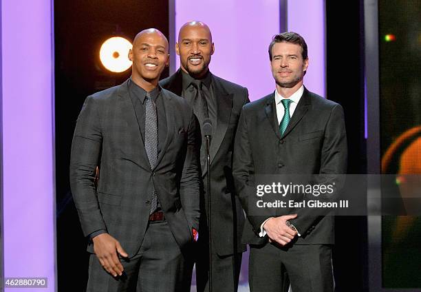 Actors Mehcad Brooks, Henry Simmons and Scott Foley speak onstage at the 46th Annual NAACP Image Awards on February 6, 2015 in Pasadena, California.