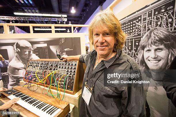 Keyboardist Keith Emerson of Emerson, Lake & Palmer appears at the Moog booth on January 23, 2015 in Anaheim, California.